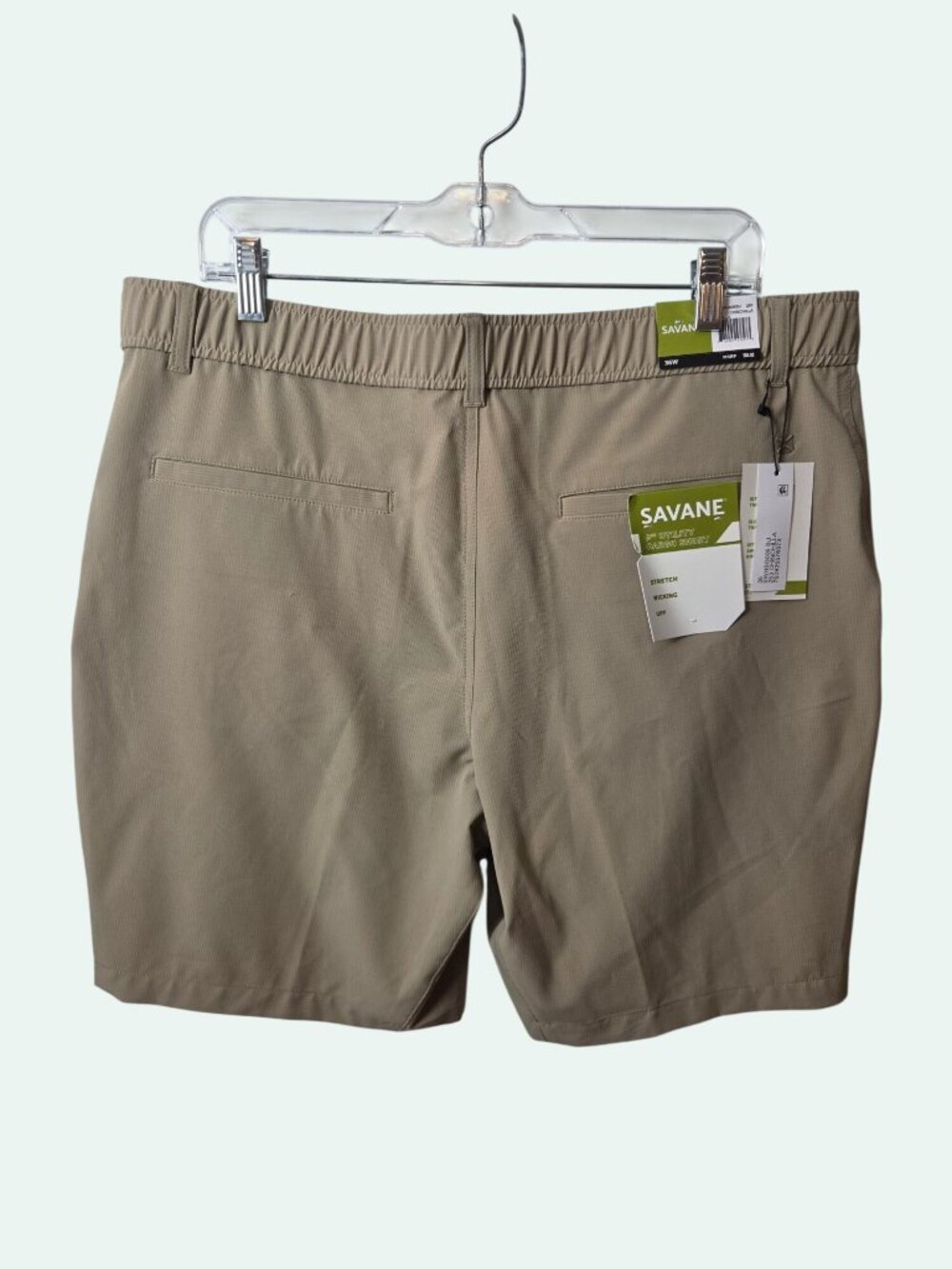 Savane Mens 9" Utility Cargo Shorts 36W Chinchilla Stretch Wicking UPF Protectio